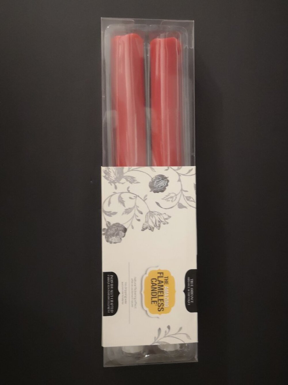 True Ambiance "The Amazing Flameless" Candles 2 Pack Red Battery Operated NIP